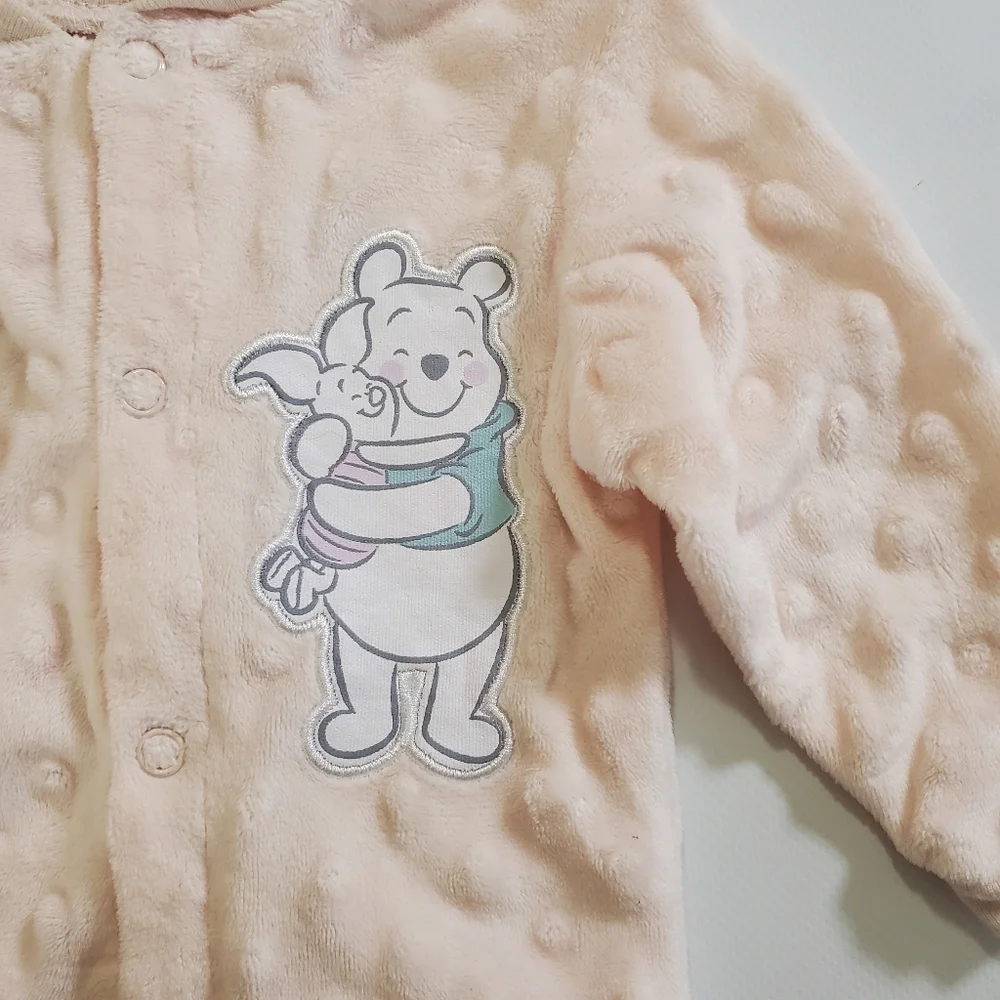 K1157 * Disney Baby Winnie the Pooh Footed Bodysuit Light Pink Size 0/3M - Picture 7 of 8